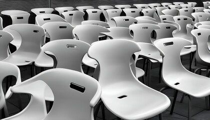 Obraz premium Abstract art image featuring rows of chairs