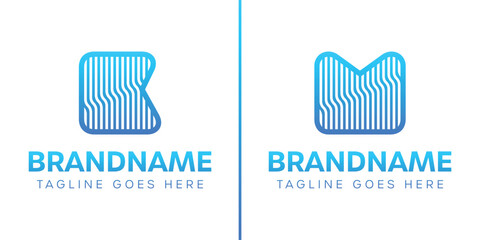 Letter K and M Wavy Line Logo, symbolizing water, connectivity, and advanced technology