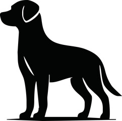 Vector silhouette of dog on white background