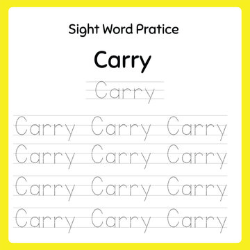 sight word practice worksheet for kids 