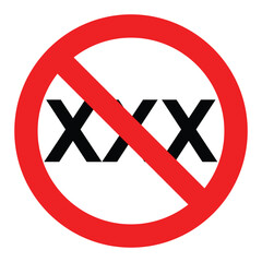 no social sex signs, xxx, 18+, stop porn isolated on white background, warning label vector eps 10