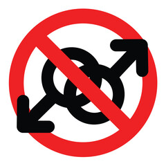 STOP! No Gay sign. The icon with a red contour on a white background.