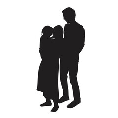 silhouette of happy family , father and little girl 