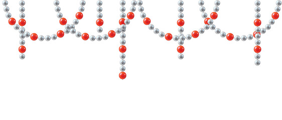 Silver and Red Beads Hanging from Above Isolated on White. Christmas and New Year decoration vector art