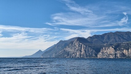 Malcesine, Italy - November 6, 2024: Landscape of the Castle of Malcesine