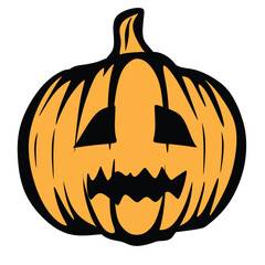 Classic halloween pumpkin with flat design.