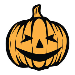 Classic halloween pumpkin with flat design.