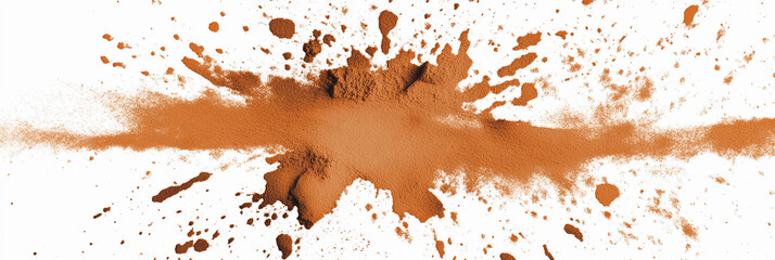 Brown powder explosion on a white background
