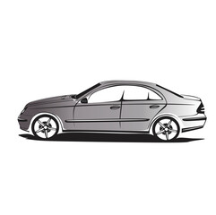 Limousine car line art white background line ar outline design