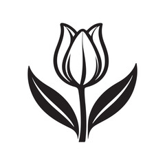 Tulip logo icon silhouette vector style with white background.