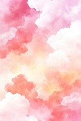 pink sky with fluffy cloud background
