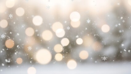 Abstract Winter Background With Snowflakes And Lights