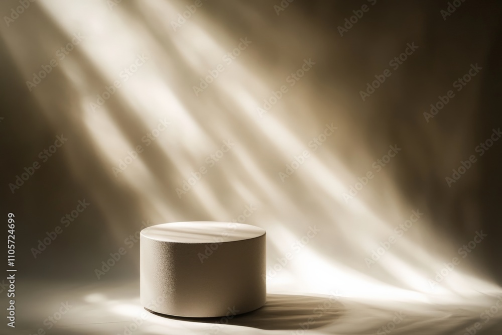 Poster a contemporary minimalistic platform bathed in evocative light creates an atmospheric mood, blending