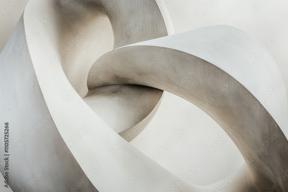 Poster a stunning abstract sculpture featuring intertwining curves, meticulously crafted to express depth, 