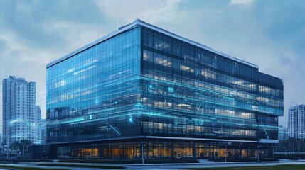 Fototapeta premium State-of-the-art office building with IoT sensors for smart energy control and management
