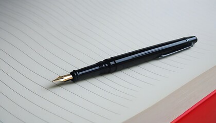 Calligraphy style and academic world with pen and notebook.