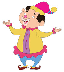 Smiling clown on white background