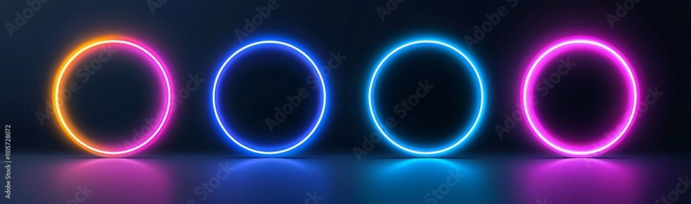 Poster a neon blue circular magic portal with a glowing light effect. a 3d round swirl with a golden speed 
