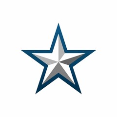 a Five-Pointed Star with a Blue Outline and Gradient Shades of Gray