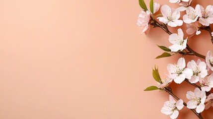 Obraz premium Delicate Pink Cherry Blossom Flowers on Tree Branch in Springtime Scenery