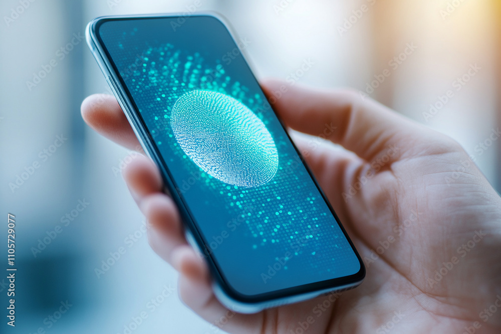 Poster ai-generated fingerprint recognition technology modern office digital content innovative environment