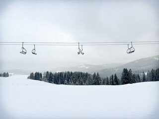 ski lift in the mountains