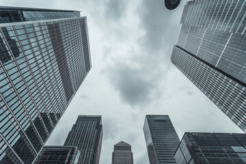 Business office building in London, England. Low angle view