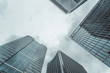 Business office building in London, England. Low angle view