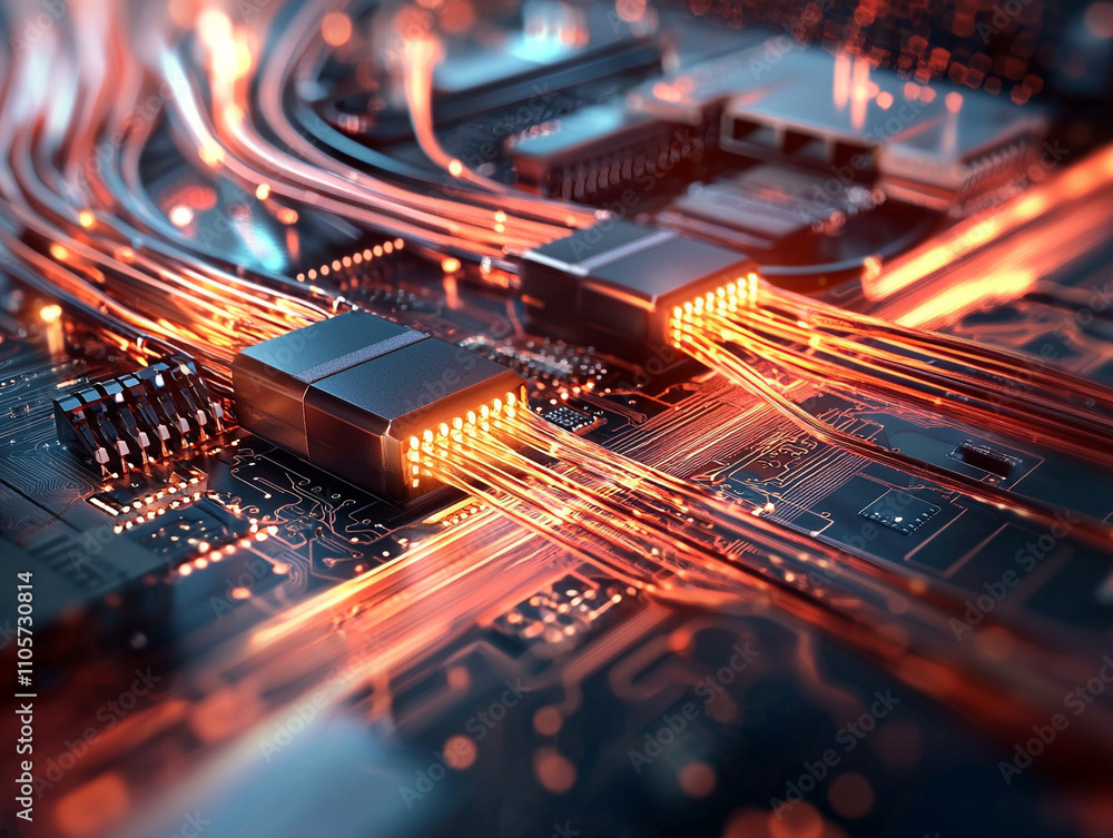 Poster ai generates insightful technology connections digital circuitry abstract visualization high-tech en
