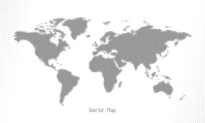 Halftone Dot World Map &ndash; Abstract Vector Design for Infographics and Presentations
