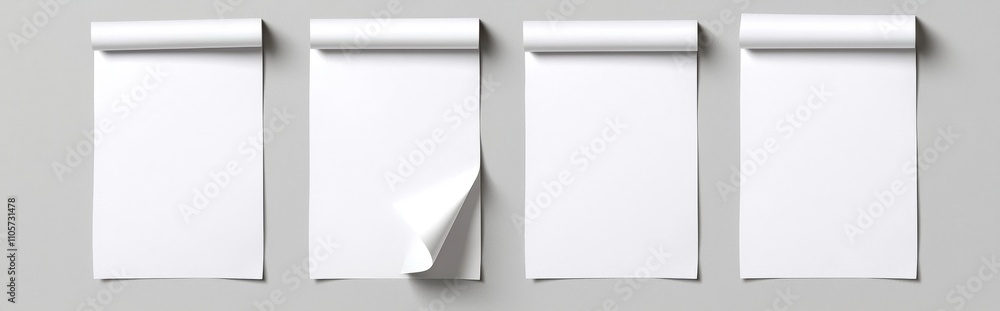 Poster a white 3d flypaper sheet. a document isolated for autumn. a realistic blank letter set mockup dropp