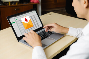 Cyber attacking concept. Malware alert showing on computer screen display scam and threat detection on computer system or online server to be removed snugly.