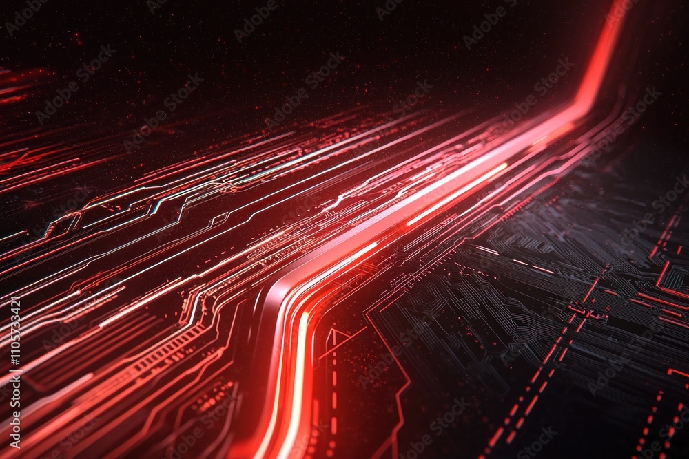 Fototapete Dynamic red light trails digital environment abstract design high-tech background futuristic concept for seo impact
