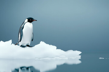 Naklejka premium Penguin on an ice floe, copyspace