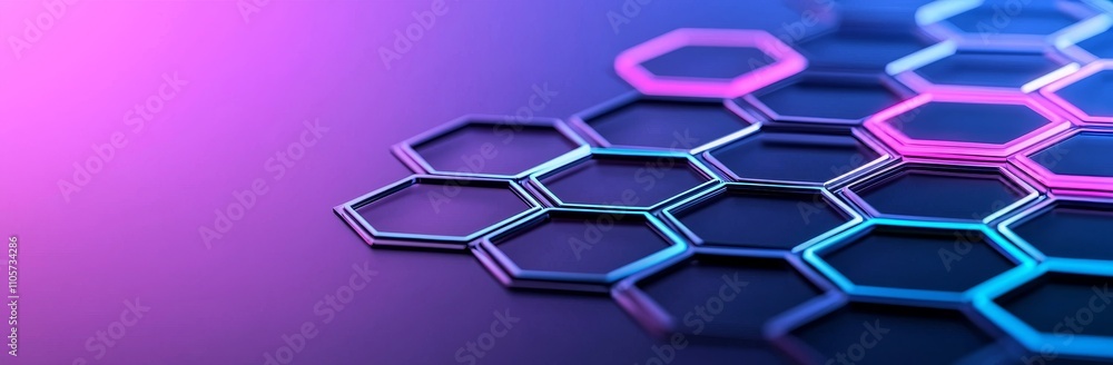 Sticker a dark medical or tech background featuring a purple hexagon abstract pattern with a bright flare. a