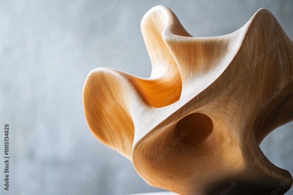 Aufkleber This artistic sculpture made of wood displays dynamic curves and open spaces. The highly textured surface creates an interesting visual impact indoors.