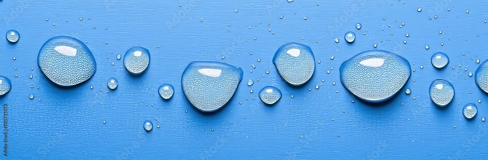 Poster raindrops on a sleek, dark blue surface. a background featuring a diagonal array of condensation dro