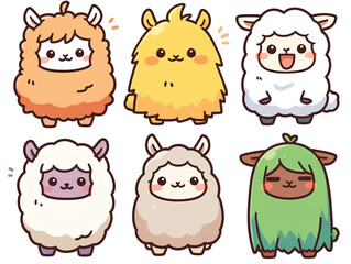 Adorable Cartoon Sheep and Llama Collection
