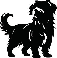 Vector silhouette of dog on white background