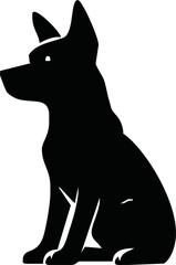 Vector silhouette of dog on white background
