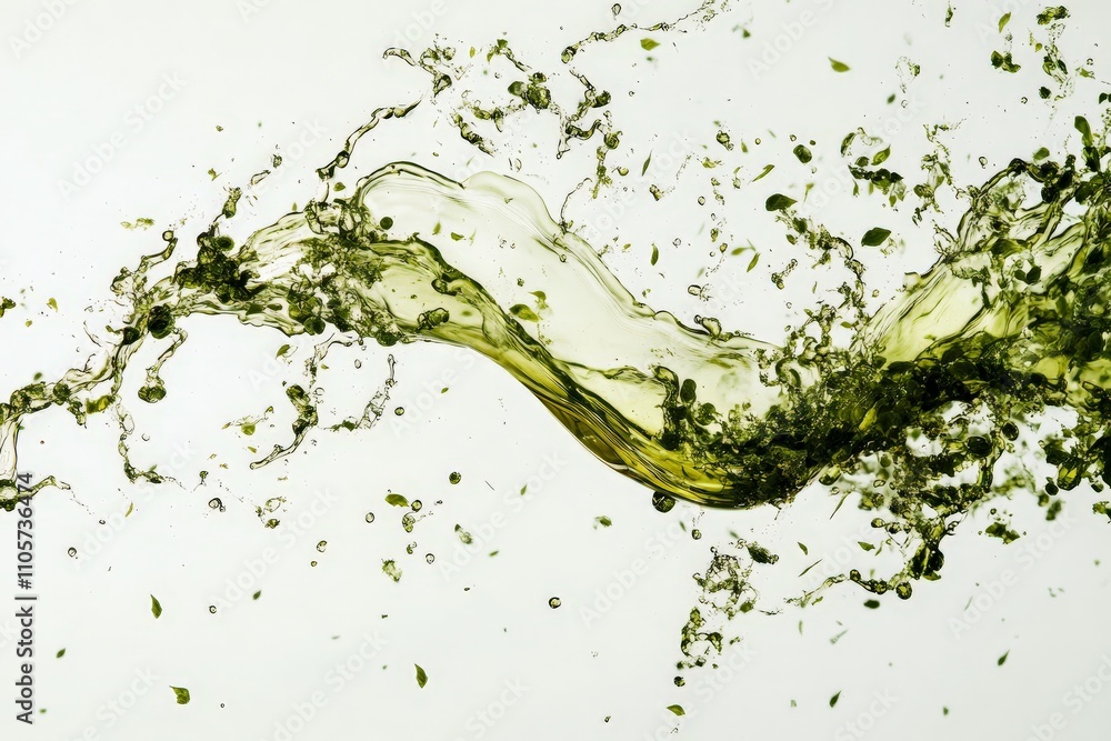 Aufkleber A striking image capturing a vibrant green fluid splashing dynamically in mid-air, forming an abstract shape, reflecting energy and beauty in visual art form.