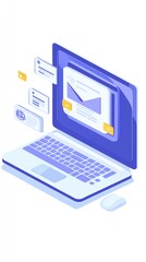Modern Laptop with Email Interface and Digital Notifications, Illustrating Remote Work and Communication in a Tech-Savvy Environment