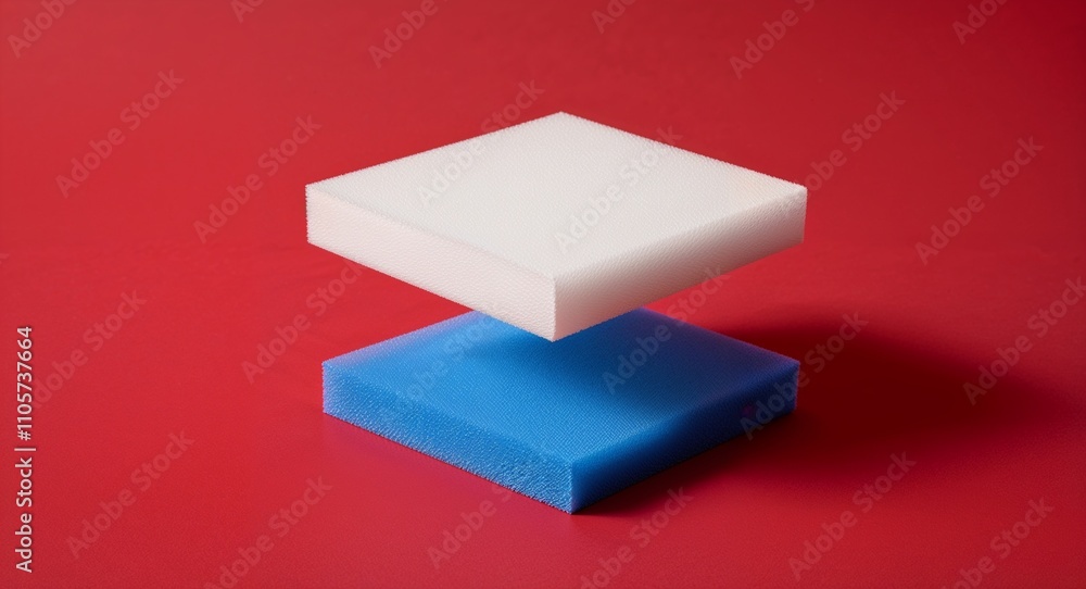 Poster foam block on red background design