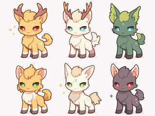 Fototapeta premium Adorable Cartoon Deer Illustrations