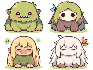 Obraz premium Four Cute Fantasy Characters