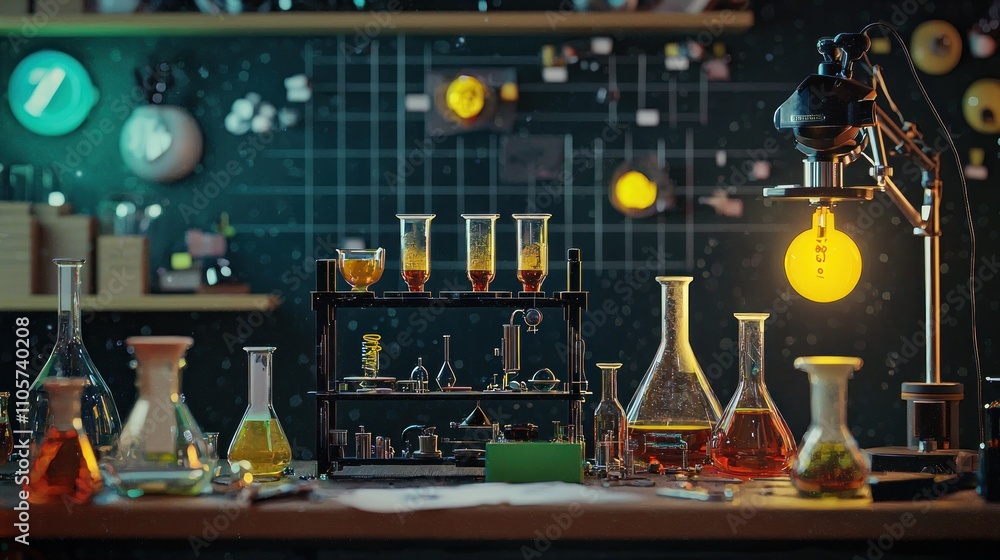 Poster a lab scene with unusual experiments and quirky inventions, illustrating the fun side of scientific 