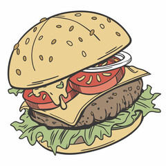 Fresh testy burger isolated on white background