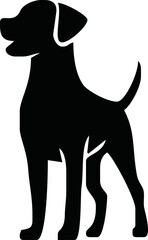 Vector silhouette of dog on white background