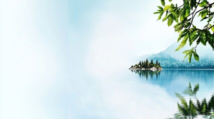 Fototapeta premium Serene Lakeside Landscape with Majestic Mountain and Verdant Forest Reflection