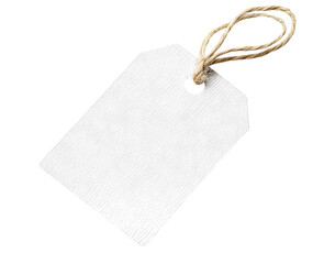 Blank white price tag, isolated on transparent cutout background
